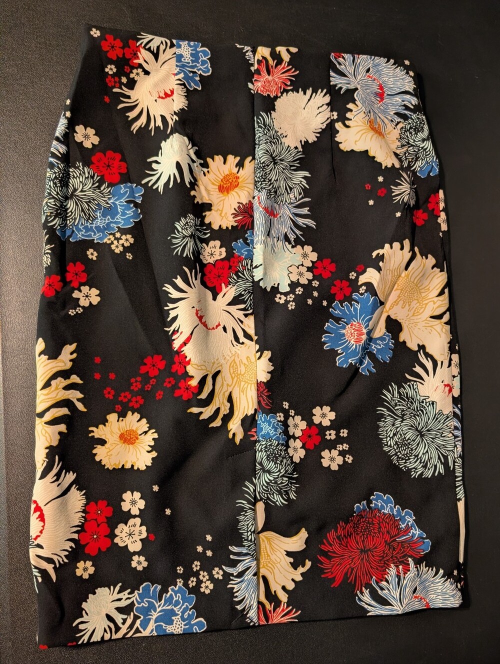 Philosophy Black Floral Pencil Skirt with Red, Blue & Cream Blooms